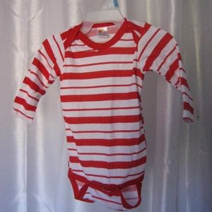 Holiday Red & White Striped Unisex Infant One Piece Bodysuit Cotton Sz 12-18M NW